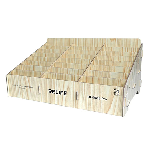 RELIFE RL-001B Pro 24 Grid Phone Management Box  /  Wooden Storage Organizer  /  Multi-Compartment Device Holder - 1