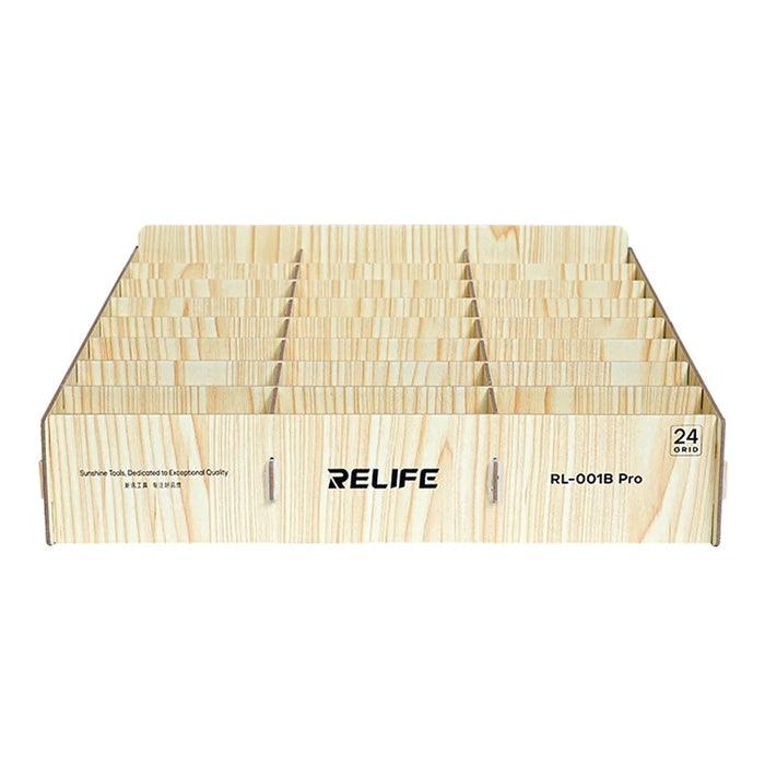 RELIFE RL-001B Pro 24 Grid Phone Management Box  /  Wooden Storage Organizer  /  Multi-Compartment Device Holder - 6