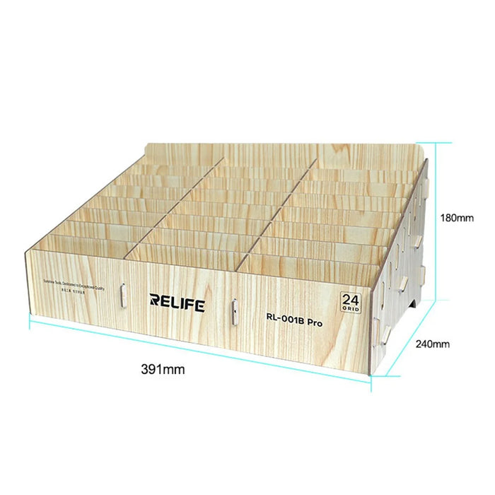 RELIFE RL-001B Pro 24 Grid Phone Management Box  /  Wooden Storage Organizer  /  Multi-Compartment Device Holder - 7