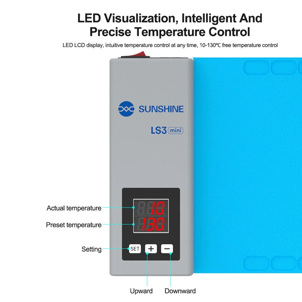 SUNSHINE LS3 Mini LCD Screen Remover Phone Tablet Repair Separation Pad Intelligent Heating Platform - US Plug - 5