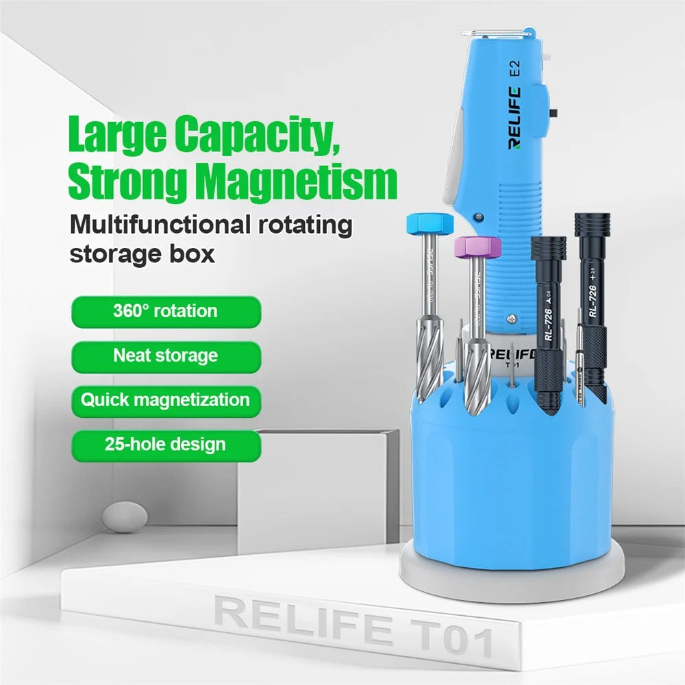 RELIFE T01 Multifunctional Rotating Storage Box Holder 25 Holes Design Screwdriver Storage Organizer - 2