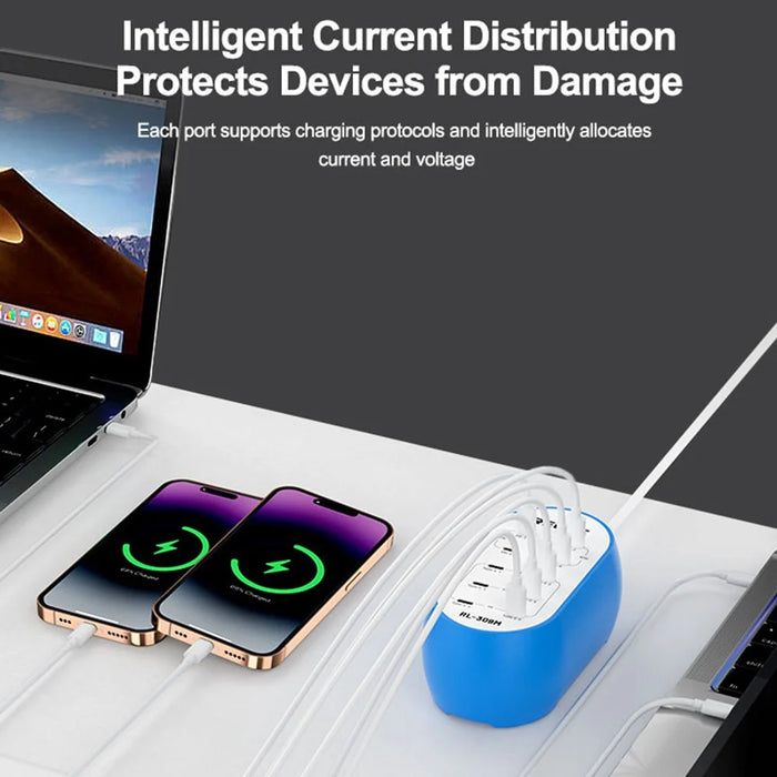 RELIFE RL-309M 10-Port Type-C Charging Station Smart Charger 72W High Power for Multi-Device - EU Plug - 4