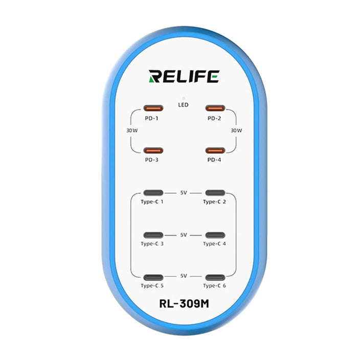 RELIFE RL-309M 10-Port Type-C Charging Station Smart Charger 72W High Power for Multi-Device - EU Plug - 6