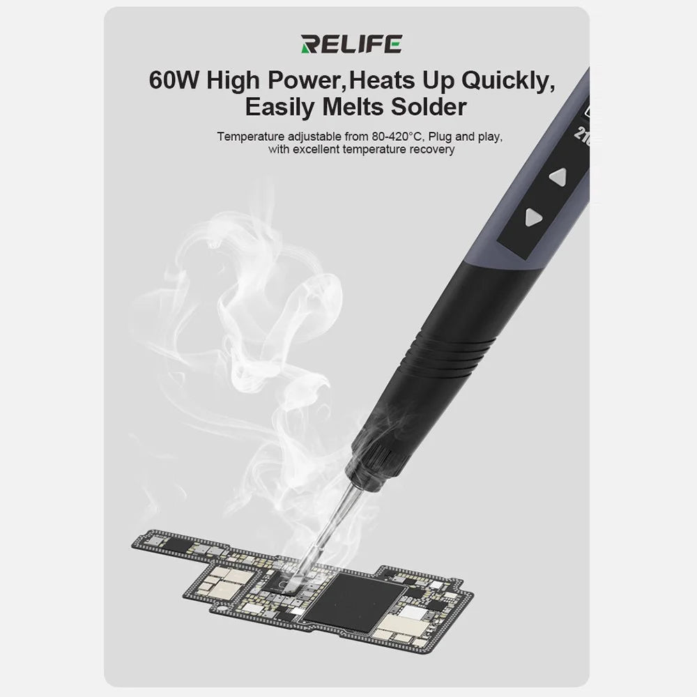 RELIFE RL-210 Portable Soldering Iron with OLED Display Fast Heating for Electronic Devices - 4