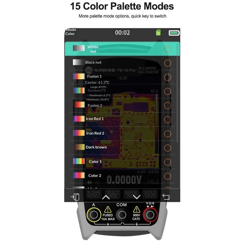 SUNSHINE TB-10 Pro Handheld Thermal Imager Multimeter Infrared Imaging for Phone Repair / PCB Testing - 7