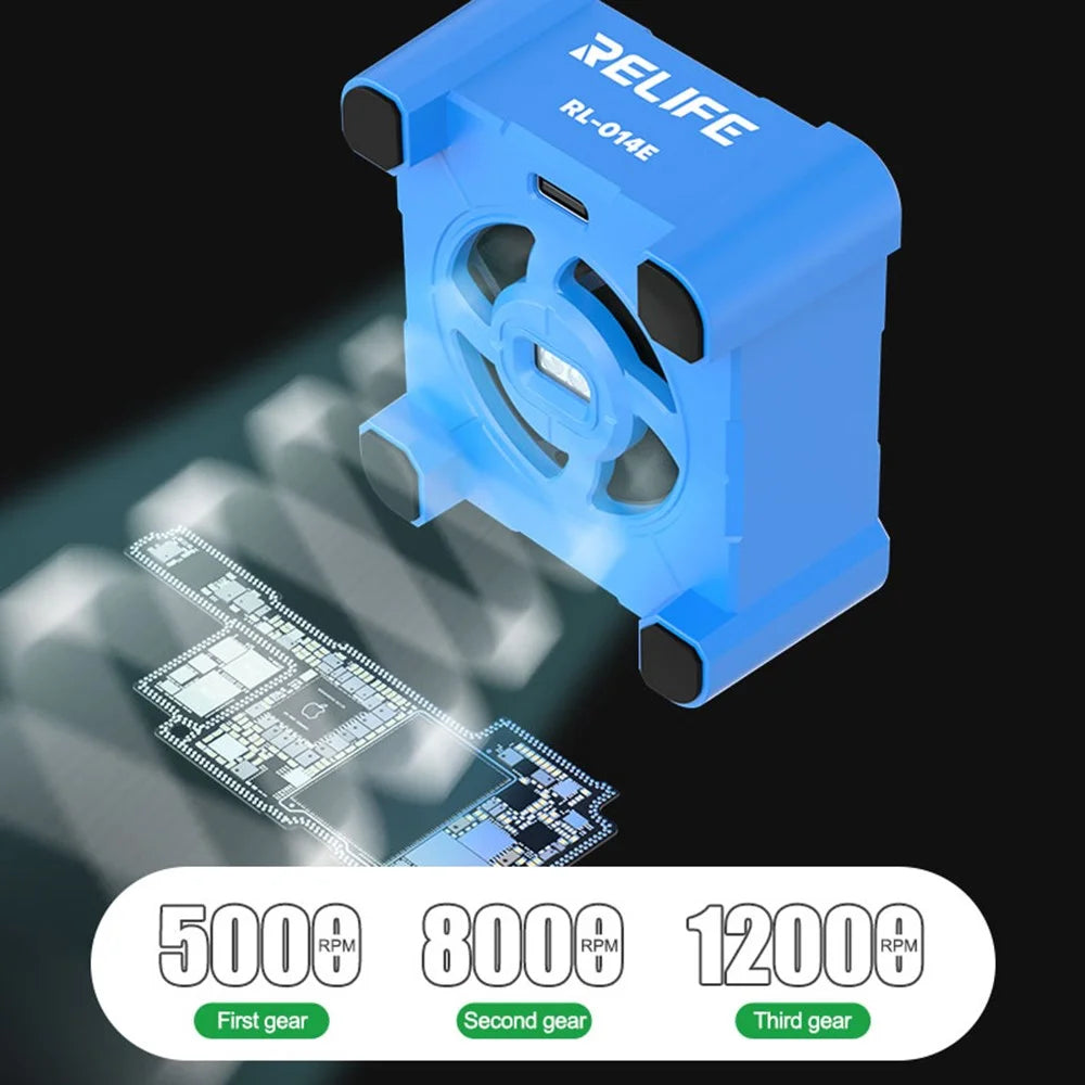 RELIFE RL-014E UV Curing Cooling Fan Smoke Exhaust Dust Display Mini Working Fan with 3-Speed Adjustment - 4