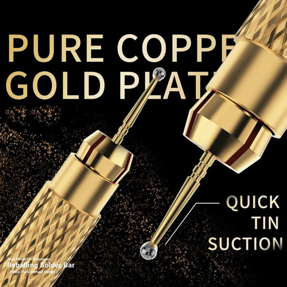 2UUL SC96 5Pcs Gold Plated Tin Dragging Needle Head FPC Connector Reballing Solder Bar - 3
