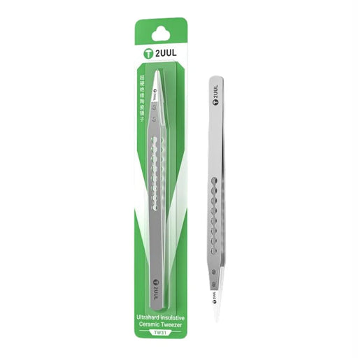 2UUL TW31 Ultrahard Insulated Ceramic Tweezers Anti Static Precision Tips for Phone CPU IC PCB Repair - 1