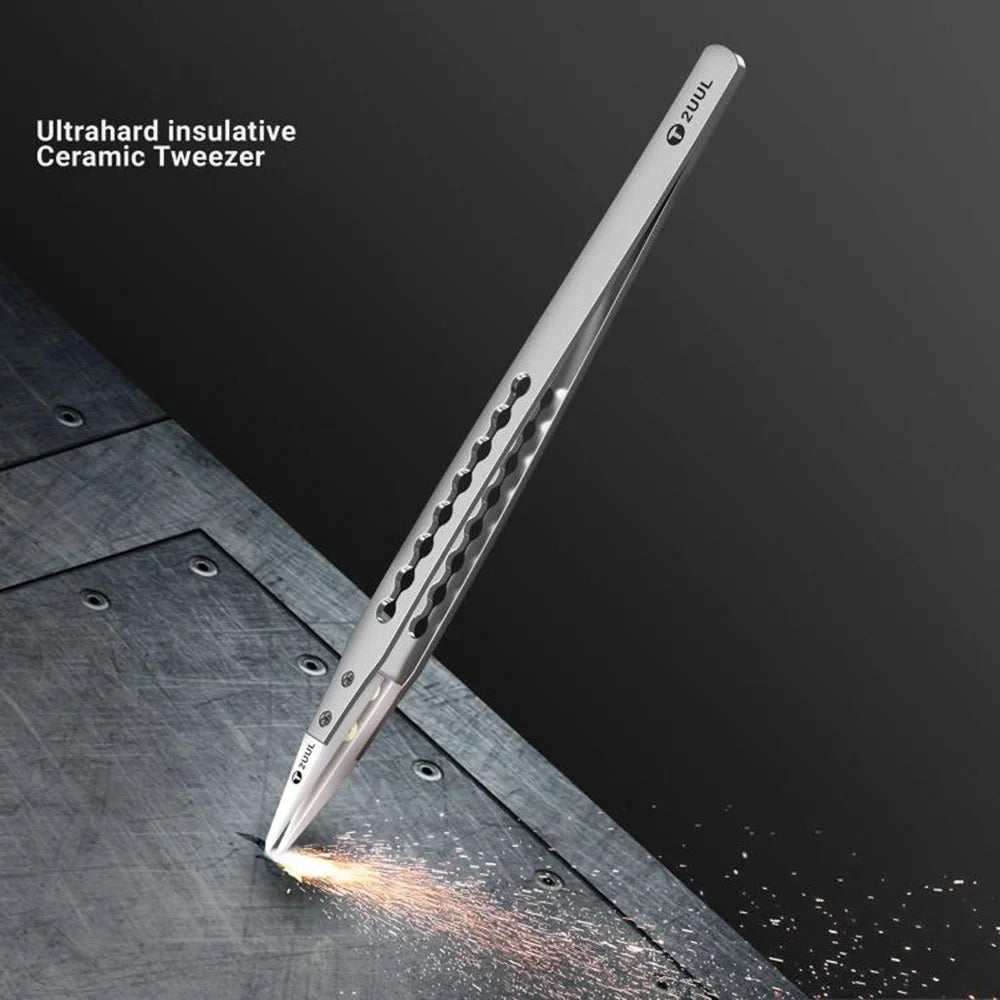 2UUL TW31 Ultrahard Insulated Ceramic Tweezers Anti Static Precision Tips for Phone CPU IC PCB Repair - 2