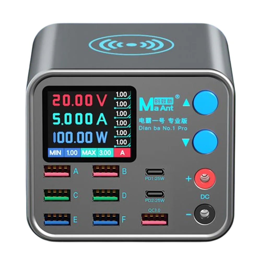 MAANT Multi Port Charger 9 Ports Intelligent Mobile Phone Wireless Charging Station with Digital Display - EU Plug - 1