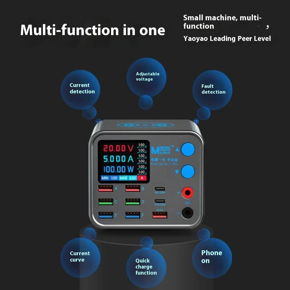 MAANT Multi Port Charger 9 Ports Intelligent Mobile Phone Wireless Charging Station with Digital Display - EU Plug - 3