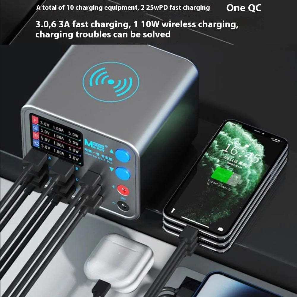 MAANT Multi Port Charger 9 Ports Intelligent Mobile Phone Wireless Charging Station with Digital Display - EU Plug - 4