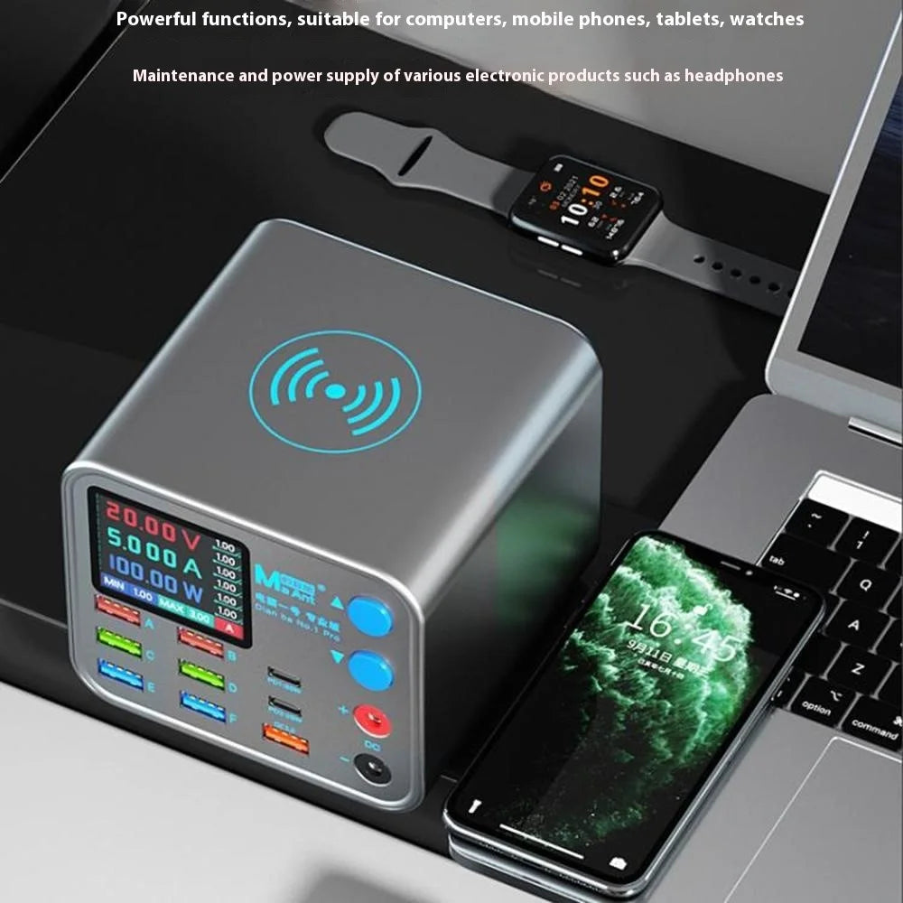 MAANT Multi Port Charger 9 Ports Intelligent Mobile Phone Wireless Charging Station with Digital Display - EU Plug - 5