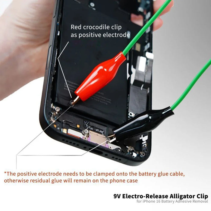 2UUL PW03 9V Efficient Electro Battery Release Alligator Clip for iPhone 16 Battery Adhesive Removal Hand Tools - 3