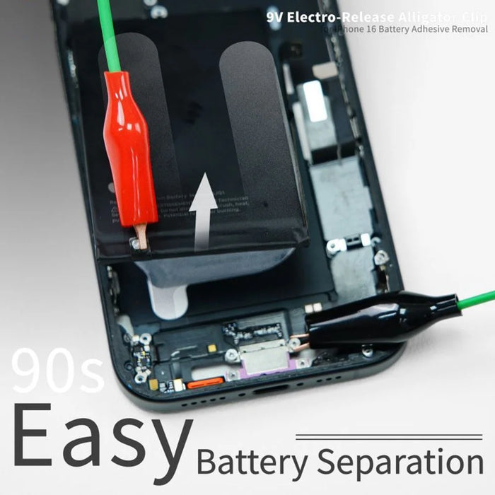 2UUL PW03 9V Efficient Electro Battery Release Alligator Clip for iPhone 16 Battery Adhesive Removal Hand Tools - 4