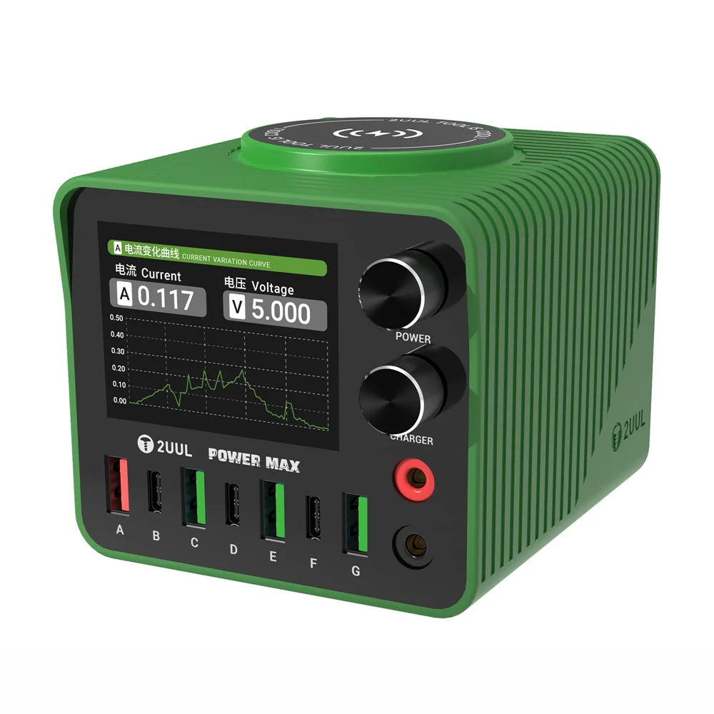 2UUL PC01 Power Max Multi-Port Charger 200W Adjustable Voltage Power Supply Wireless Charging Repair Station - 1