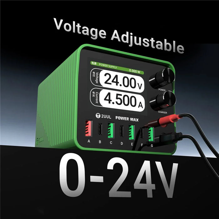 2UUL PC01 Power Max Multi-Port Charger 200W Adjustable Voltage Power Supply Wireless Charging Repair Station - 3