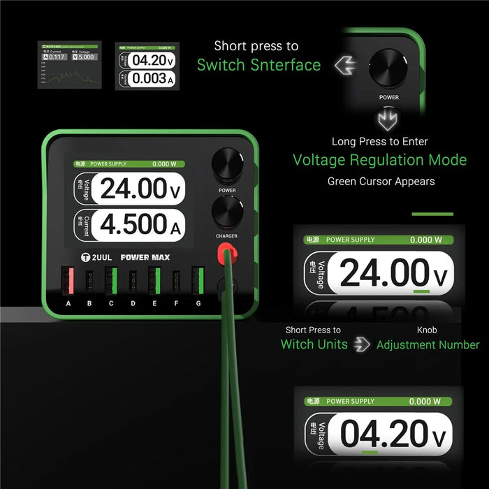 2UUL PC01 Power Max Multi-Port Charger 200W Adjustable Voltage Power Supply Wireless Charging Repair Station - 6