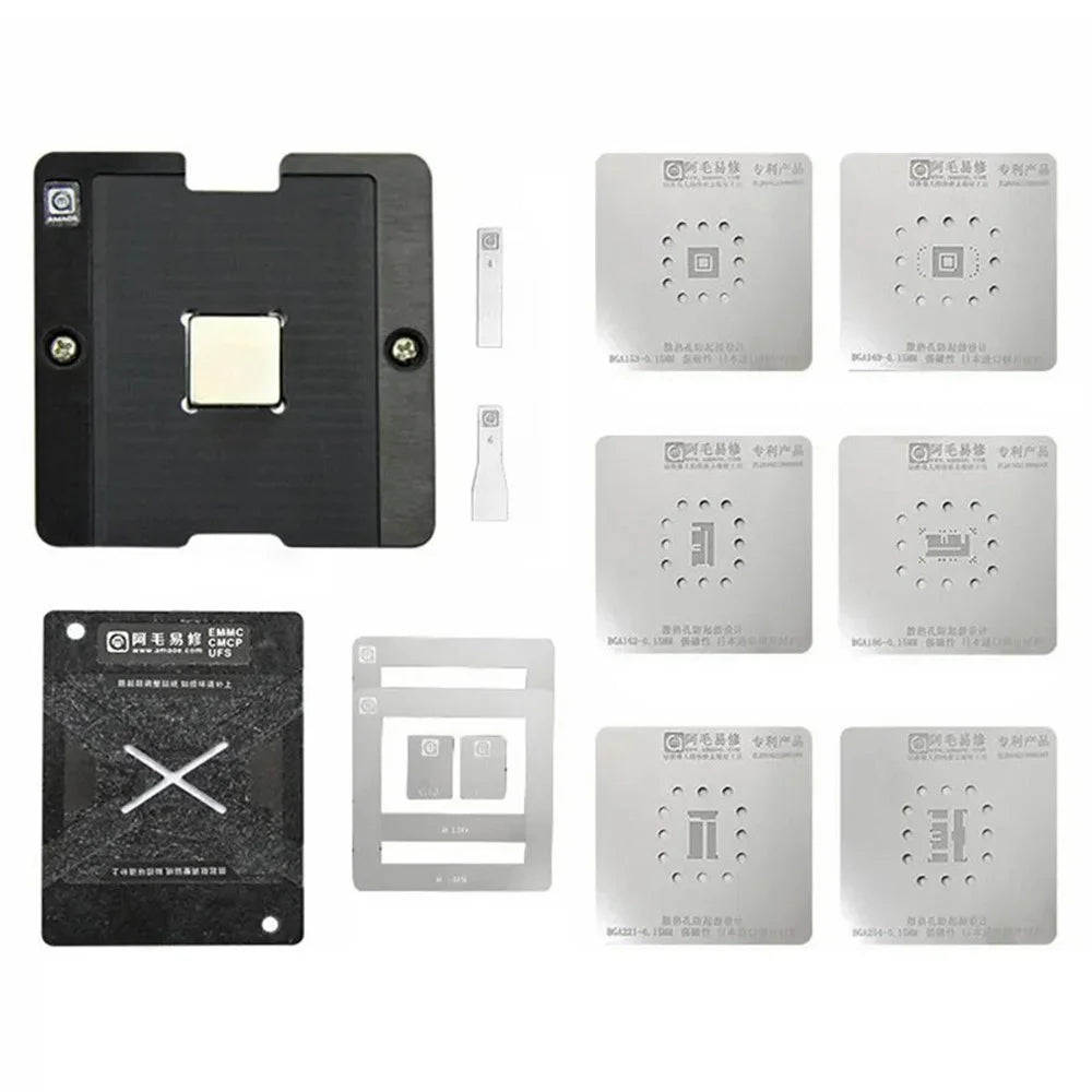 AMAOE Universal Repair Platform BGA Reballing Stencil Kit Chip Repair Tool for Phone / TV EMMC BGA 153 162 169 186 221 254 - 1