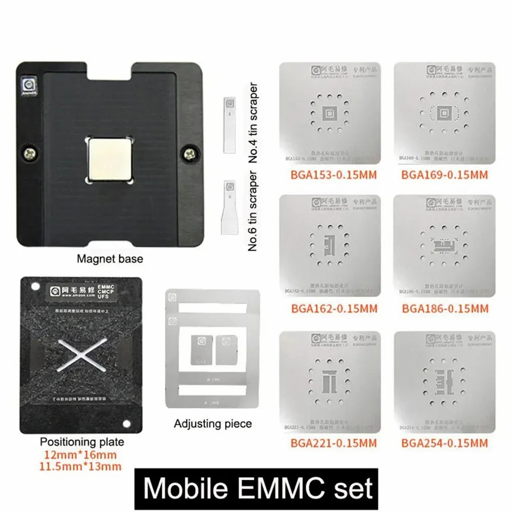 AMAOE Universal Repair Platform BGA Reballing Stencil Kit Chip Repair Tool for Phone / TV EMMC BGA 153 162 169 186 221 254 - 2