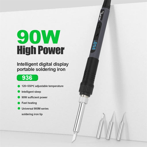 RELIFE 936 Digital Display Soldering Iron 90W High Power Fast Heating for Electronic Repair, K Type Tip - EU Plug - 2