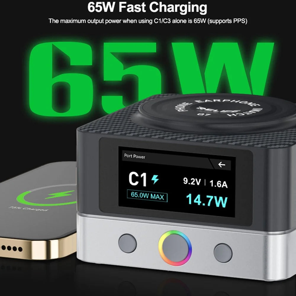 RELIFE Q7 6-Port 80W Intelligent Charger with LCD Screen Power Distribution for Electronic Devices - EU Plug - 7