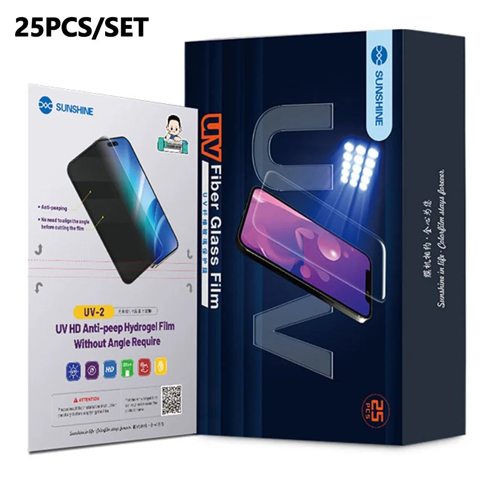 SUNSHINE 25PCS UV-2 Screen Protector No Angle Privacy PET Film for Phones Watches AirPods Cameras - 1