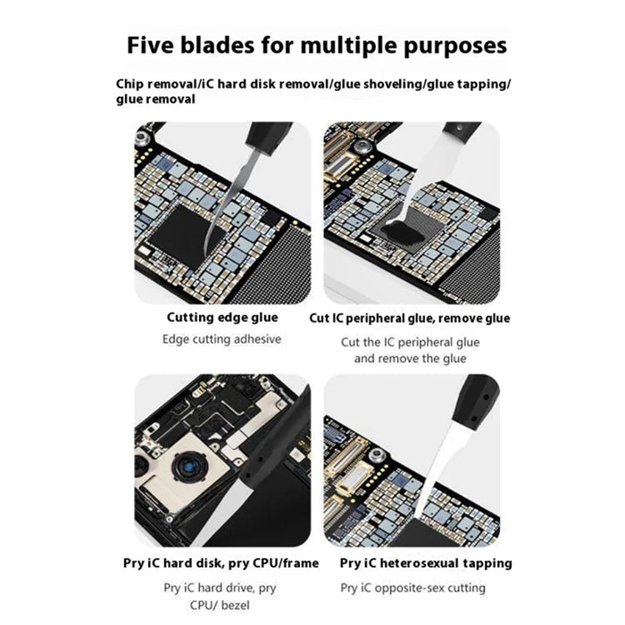 MAANT M075 5Pcs / Set Phone Repair Tools Pry Bar Kit Motherboard Scraper for Chip Removal / Adhesive Removal - 5