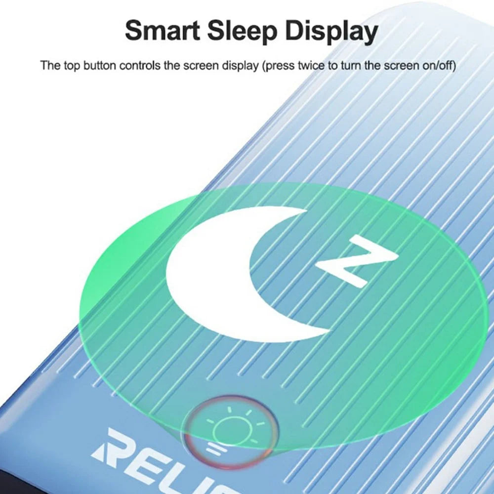 RELIFE Q4 Smart 6-Port Fast Charger 72W Dual PD  /  Dual QC TFT HD Color Screen Smart Sleep Mode For Home  /  Office Use - Blue  /  EU Plug - 4