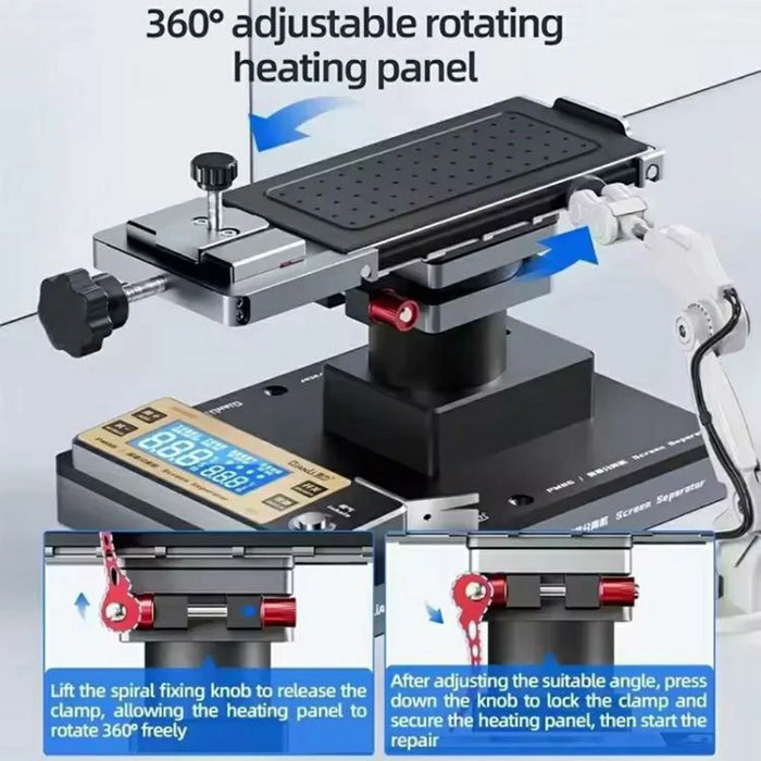 QIANLI PM86 360 Degree Rotation Universal Screen Separator Heating Machine for Curved  /  Flat  /  Foldable Screens - EU Plug - 2