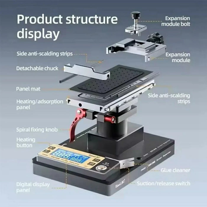 QIANLI PM86 360 Degree Rotation Universal Screen Separator Heating Machine for Curved  /  Flat  /  Foldable Screens - EU Plug - 3