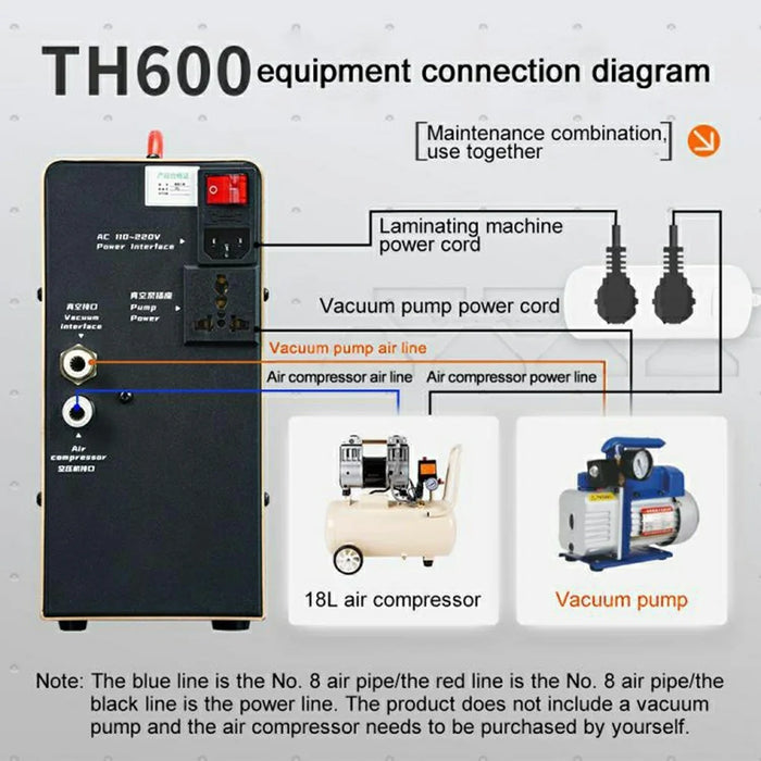 QIANLI TH600 Phone Screen Laminating Machine Built In Air Pump Universal Bonding for Curved / Flat LCD Displays - EU Plug - 4
