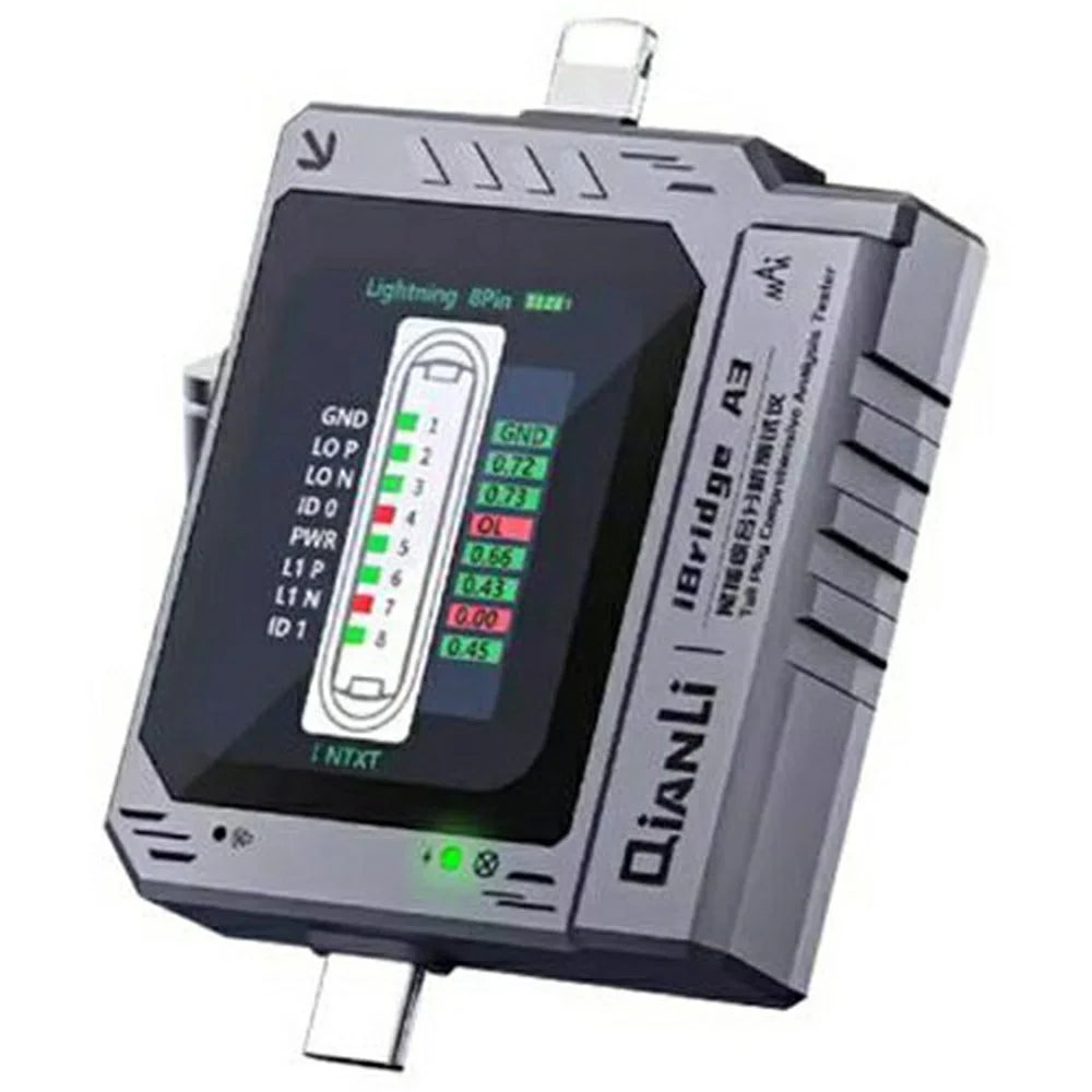 QIANLI iBridge A3 For iP  /  Type-C Charging Port Comprehensive Analysis Tester Automatic Scanner with HD Display - 1