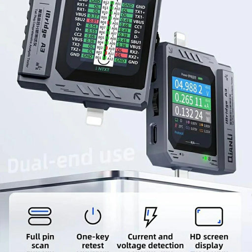 QIANLI iBridge A3 For iP  /  Type-C Charging Port Comprehensive Analysis Tester Automatic Scanner with HD Display - 2