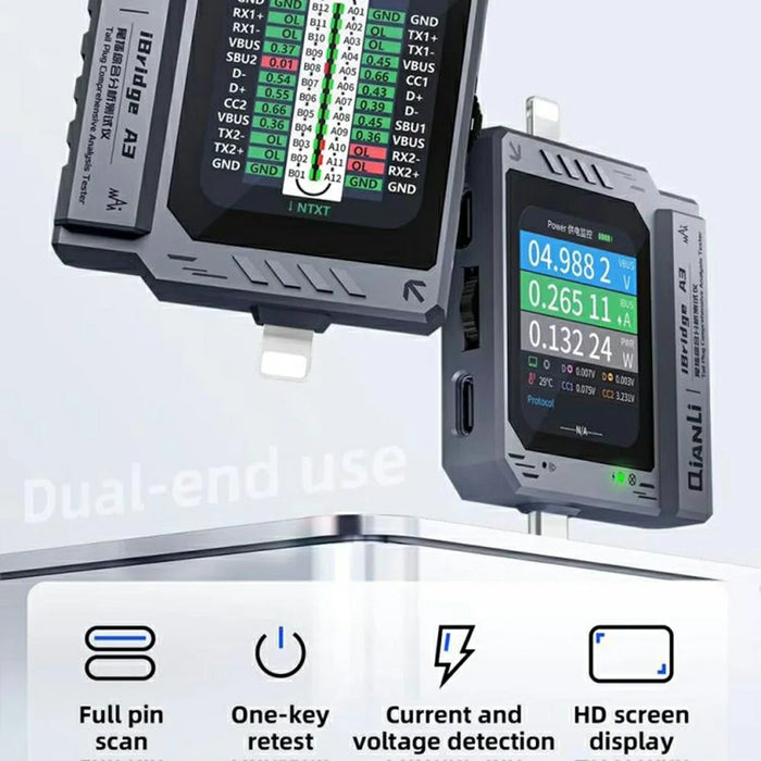 QIANLI iBridge A3 For iP  /  Type-C Charging Port Comprehensive Analysis Tester Automatic Scanner with HD Display - 2