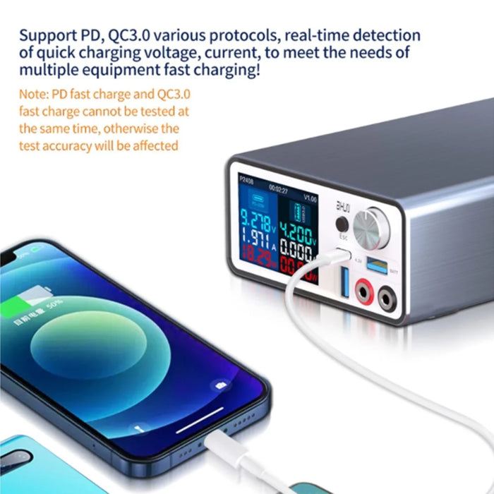 AIXUN P2408 Intelligent Stabilized Power Supply for iPhone Android Fast Charge Detection DC Adjustable 24V / 8A - EU Plug - 3