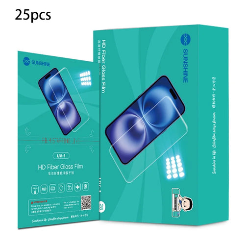 SUNSHINE UV-1 25Pcs HD Fiberglass Protective Film with Lamp Box UV Screen Protector Super Toughened Explosion Proof - 1