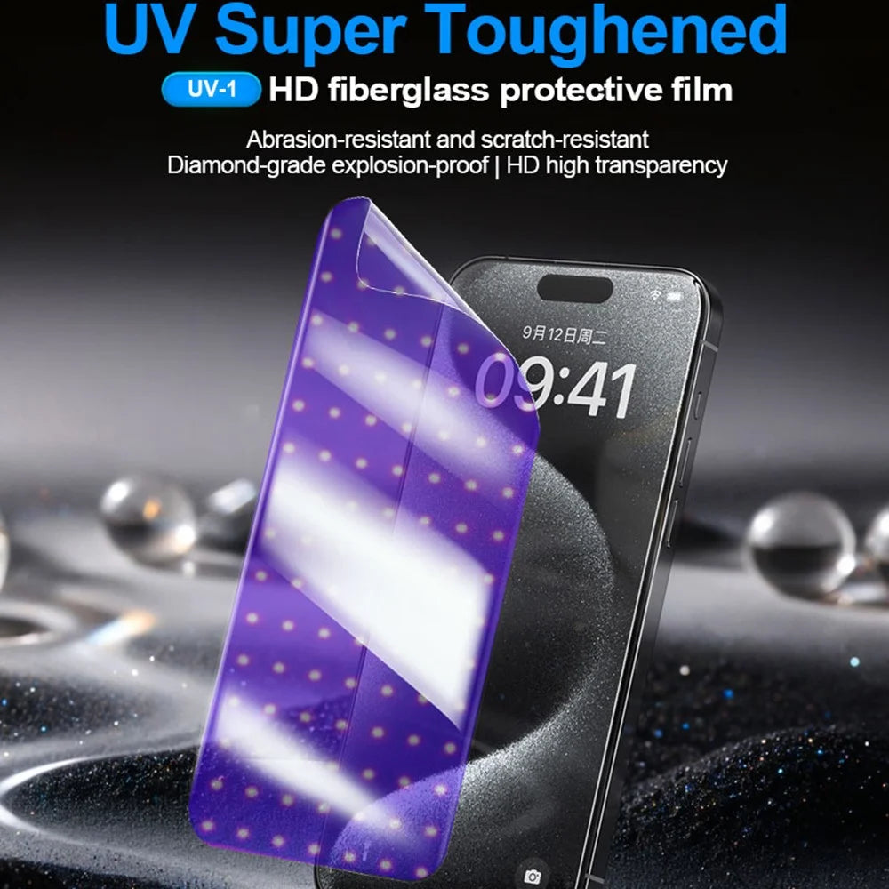 SUNSHINE UV-1 25Pcs HD Fiberglass Protective Film with Lamp Box UV Screen Protector Super Toughened Explosion Proof - 2
