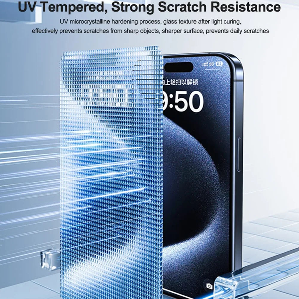 SUNSHINE UV-1 25Pcs HD Fiberglass Protective Film with Lamp Box UV Screen Protector Super Toughened Explosion Proof - 3