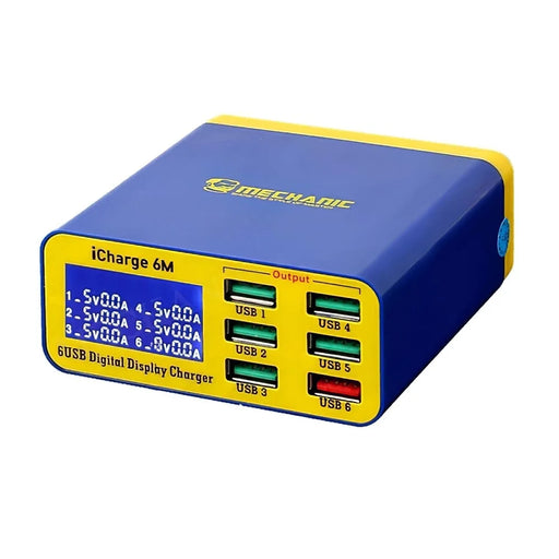 MECHANIC 6M QC 3.0 USB Smart Charger Fast Charging Station with LCD Display for Smartphones / Tablets - EU Plug - 1