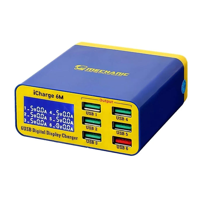 MECHANIC 6M QC 3.0 USB Smart Charger Fast Charging Station with LCD Display for Smartphones / Tablets - EU Plug - 1