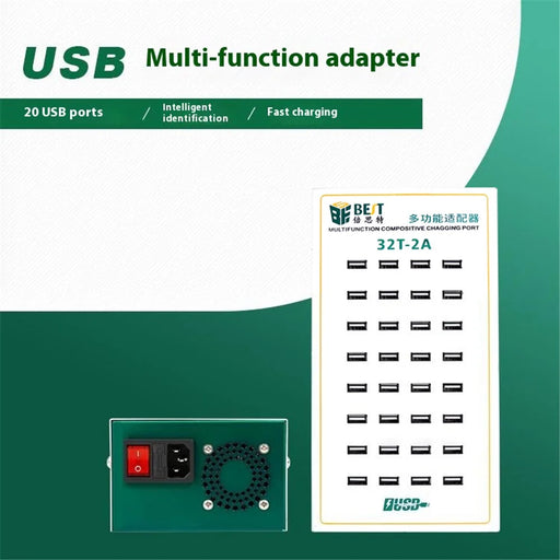 BEST 32T-2A 32 Port Multi Function Charging Station USB Charger Smart Fast Charging for Multiple Devices - 2