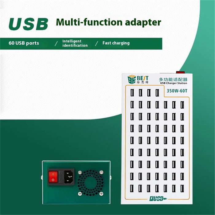 BEST 350W-60T 60 Port Multi Function Charging Station USB Charger Smart Fast Charging for Mobile Devices - 2