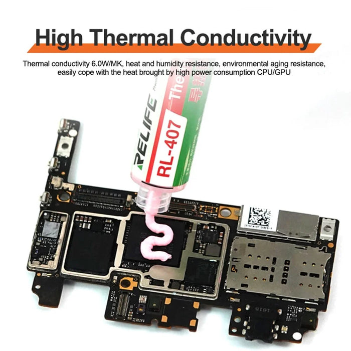 RELIFE RL-407 Thermal Silicone Heat Sink Paste High Efficiency Cooling for CPU  /  GPU  /  Electronic Devices - Blue - 4