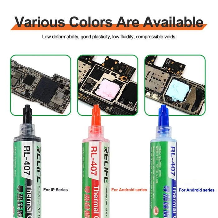 RELIFE RL-407 Thermal Silicone Heat Sink Paste High Efficiency Cooling for CPU  /  GPU  /  Electronic Devices - Blue - 6