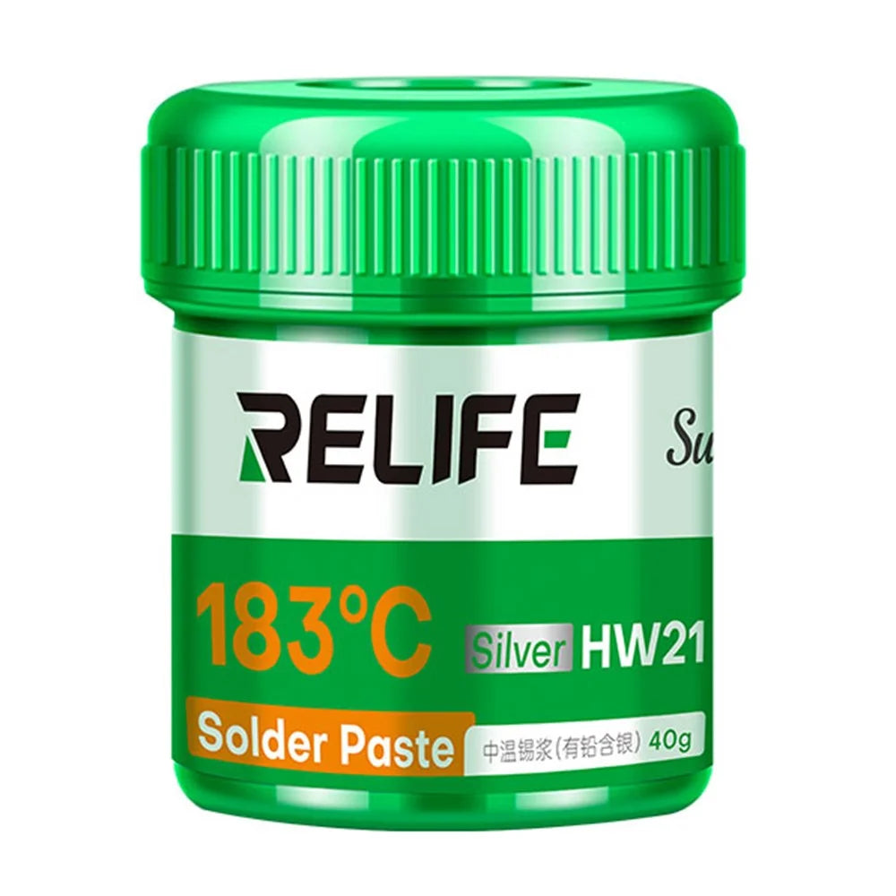 RELIFE HW21 Medium Temperature Solder Paste 40G  /  183-Degree Melting Point for Electronics Soldering (Containing Leaded Silver) - 1