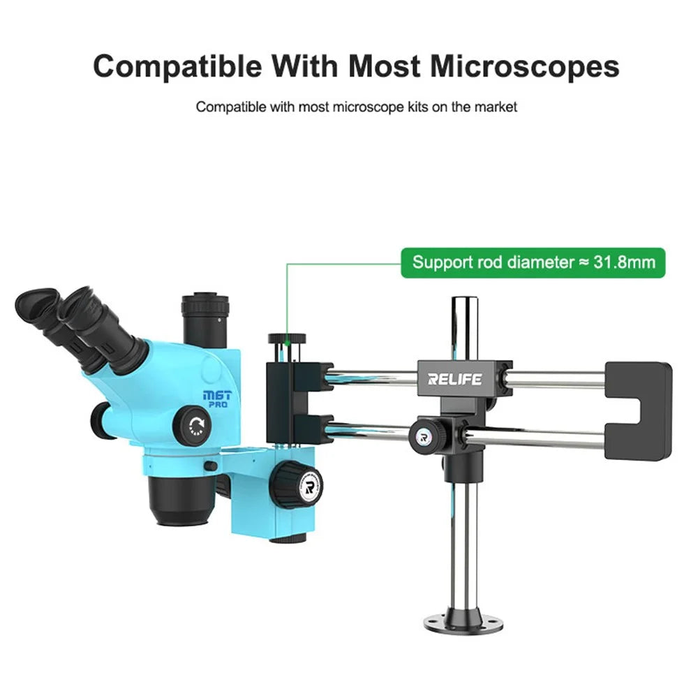 RELIFE MS2 Pro Dual-Bearing Dual-Rod Microscope Stand 360° Rotation  /  Multi-Angle Adjustment for Desktop Use - 6