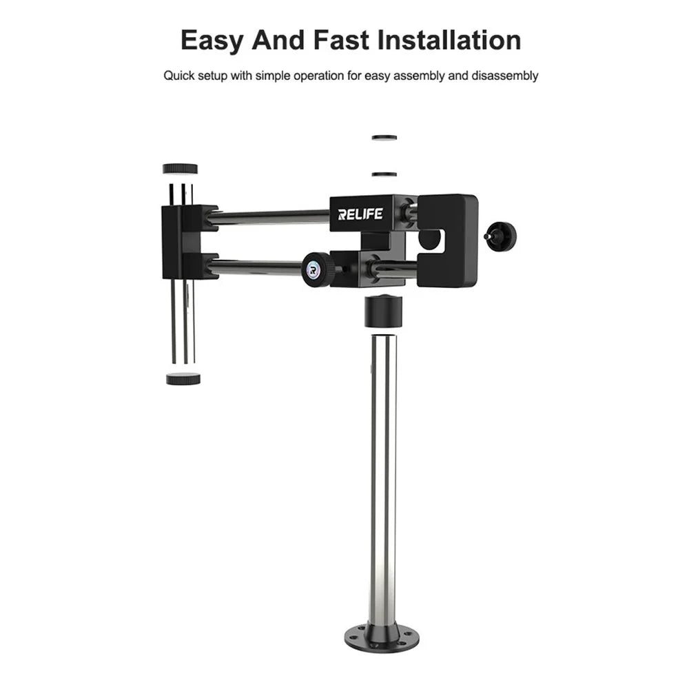 RELIFE MS2 Pro Dual-Bearing Dual-Rod Microscope Stand 360° Rotation  /  Multi-Angle Adjustment for Desktop Use - 7