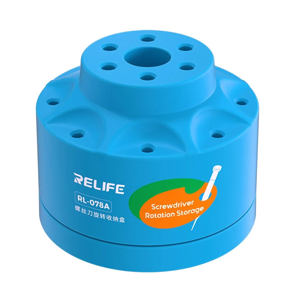 RELIFE RL-078A Rotating Storage Box for Screwdrivers Bits Soldering Tips 14-Hole Organizer Tool - 1