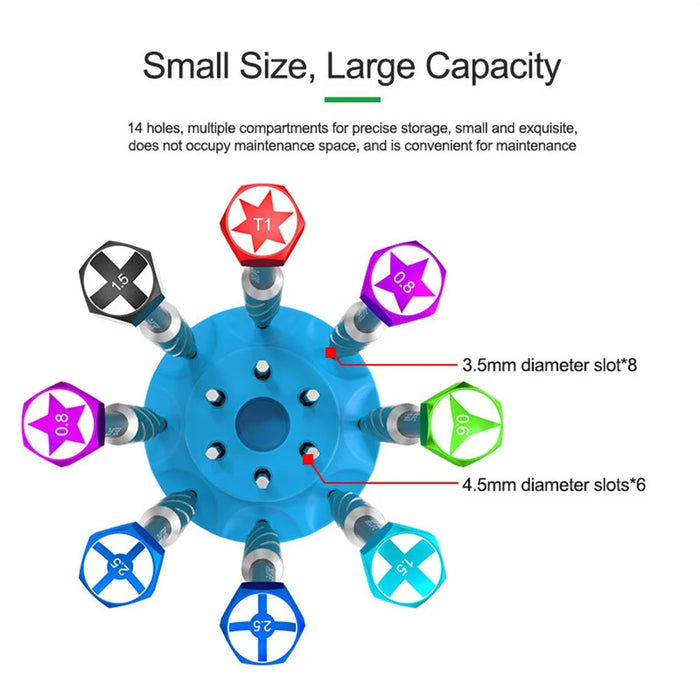 RELIFE RL-078A Rotating Storage Box for Screwdrivers Bits Soldering Tips 14-Hole Organizer Tool - 6